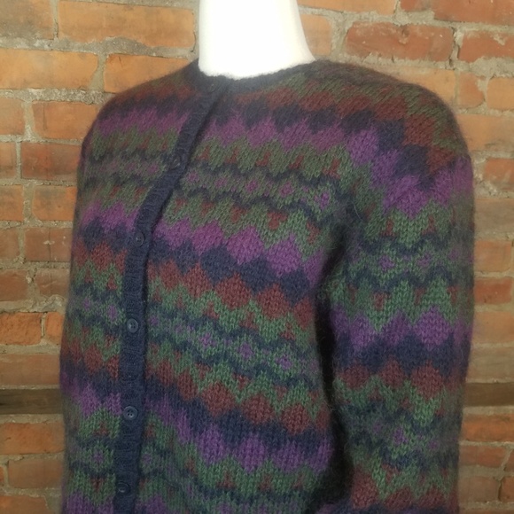 VTG Women's Sweater Cardigan Fuzzy Mohair Blend - Picture 4 of 7